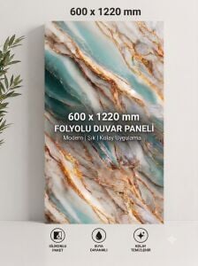 PVC MERMER OASİS GOLD ROCK 30118L/ 122X60- 4 PARÇA PANEL(1 ADET SİLİKON DAHİL)