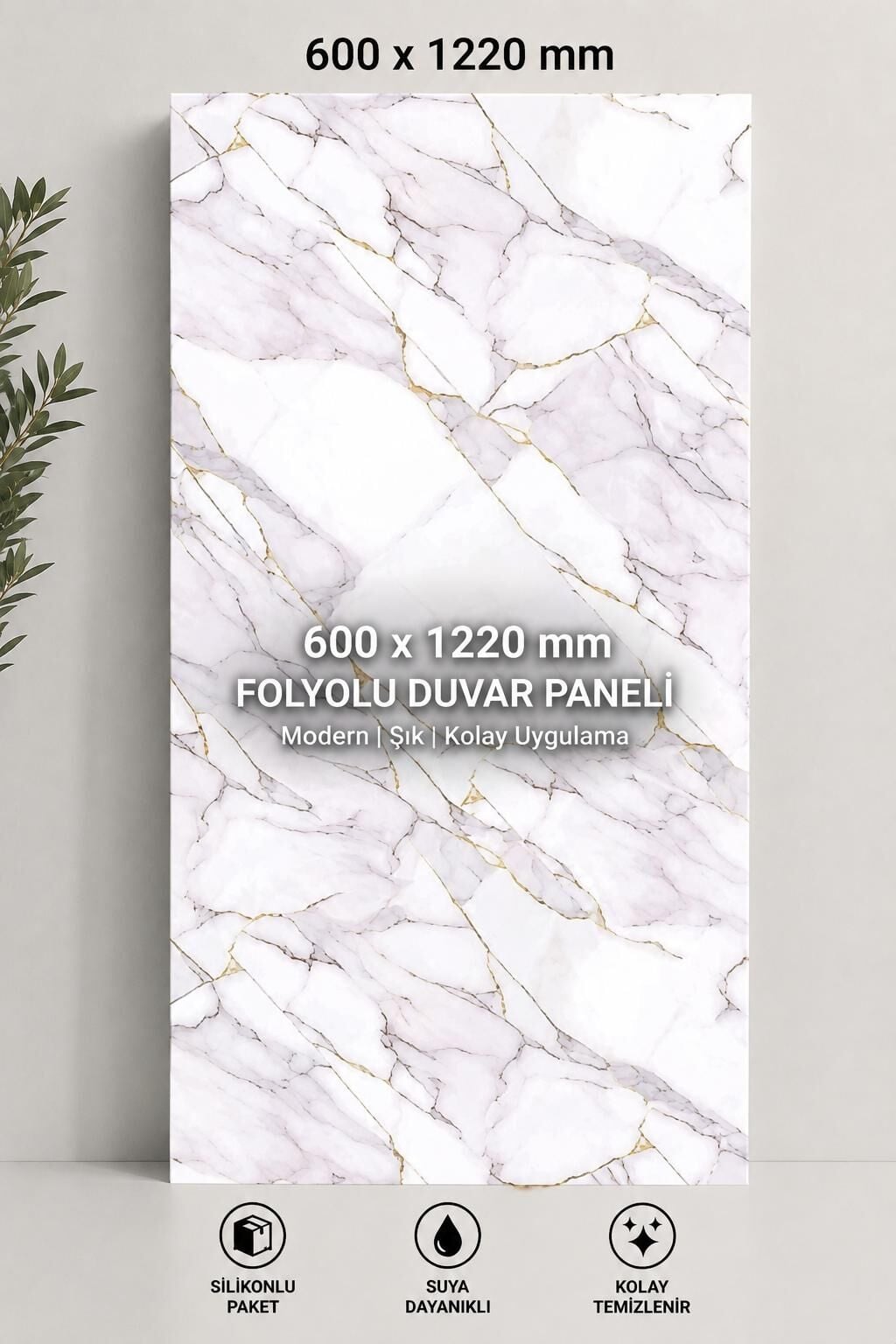 PVC MERMER POLYGOLD ROCK 30116L/ 122X60-4 PARÇA PANEL (1 ADET SİLİKON)