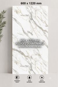 PVC MERMER GILD FISH BELLY WHITE KBJ1-3082-1/122X60-4 PARÇA PANEL(1 ADET SİLİKON DAHİL)