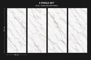 PVC MERMER GILD FISH BELLY WHITE KBJ1-3082-1/122X60-4 PARÇA PANEL(1 ADET SİLİKON DAHİL)
