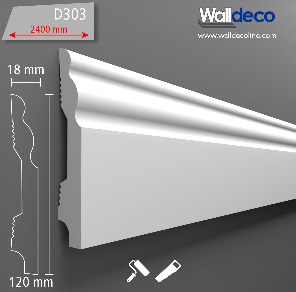 Walldeco Boyanabilir Sert Dekoratif Süpürgelik D-303